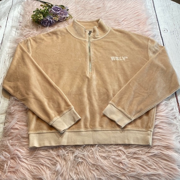 Wesley The Plush Half Zip Sweatshirt in Quartz sz S - Picture 1 of 10